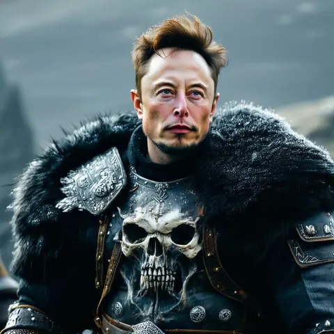 Elon Musk as a Viking With Skull Crest