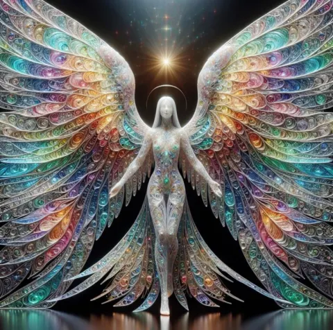 Ethereal Prodigal Angel in Stained Glass