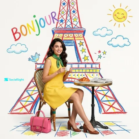 Editorial Fashion Crayon Illustration