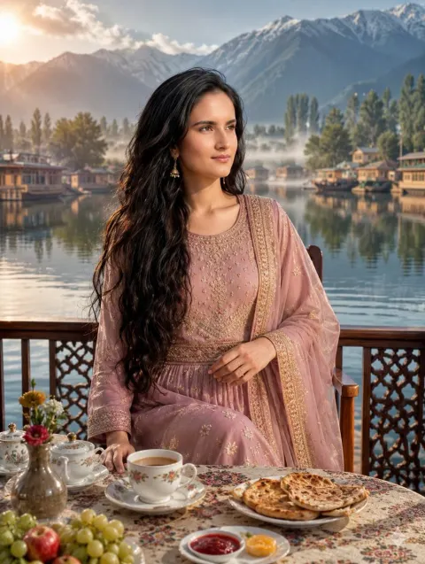 Traditional Kashmiri Breakfast Landscape