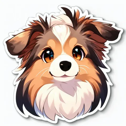 Playful Anime Sheltie Face Sticker Design
