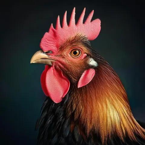 Moody Cinematic Portrait of an Elegant Chicken