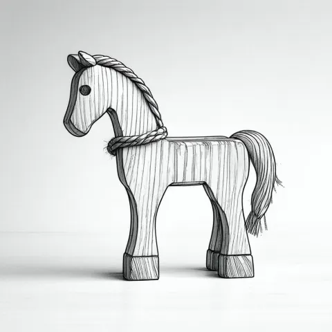Wooden Toy Horse in Whiteboard Line Animation