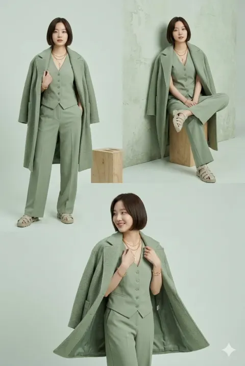 Monochrome Sage Green Fashion Lookbook