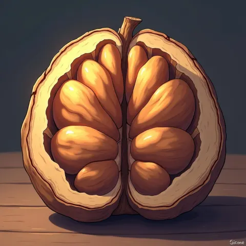 Anime Walnut Cross Section Aglow With Wonder