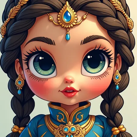 Regal Doll in Blue and Gold Vector