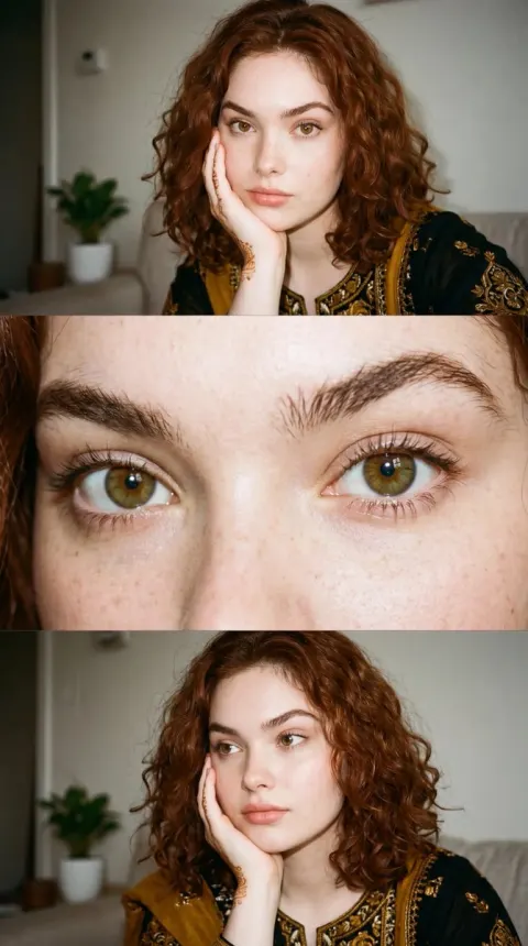 35mm Film Aesthetic Triple-Panel Portrait