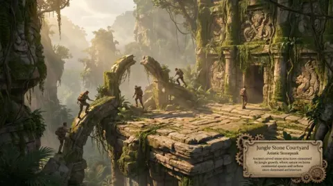 Stonepunk Overgrown Temple Courtyard