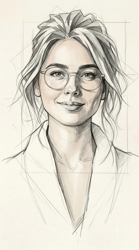 High-Contrast Monochrome Portrait Sketch