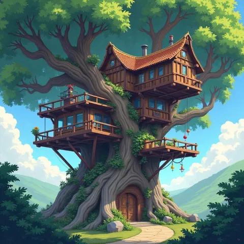 Futuristic Metal Treehouse in an Ancient Oak