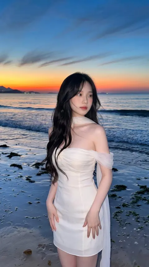 East Asian Woman Beach Portrait