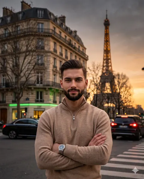 Parisian Twilight Lifestyle Portrait