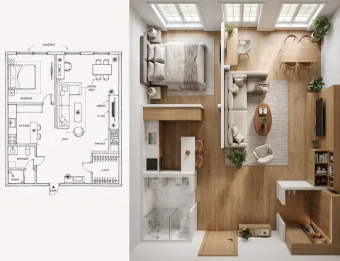 Sketch to Realistic Interior Transformation