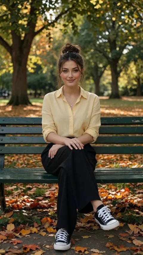 Autumn Park Bench Portrait