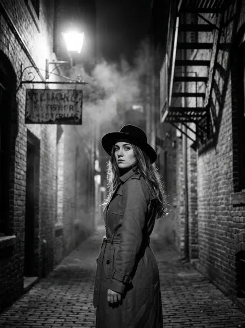 Noir Alleyway Cinematic Portrait