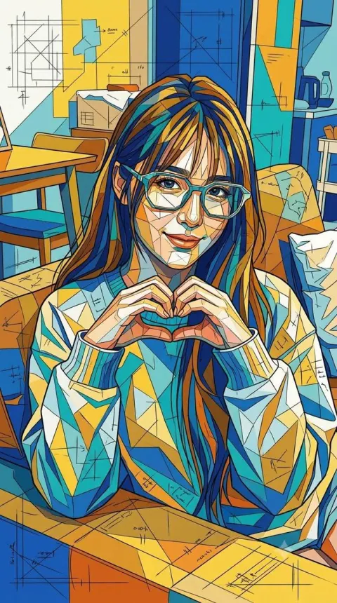 Geometric Mosaic Portrait Illustration