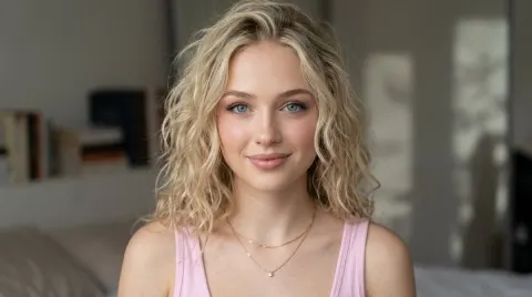Young Woman in Pink Tank Top