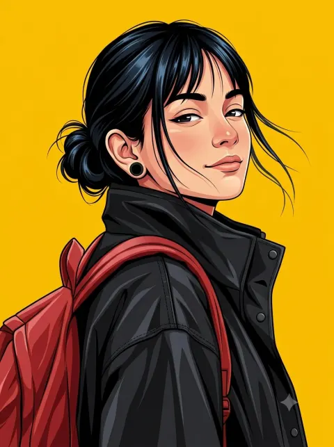 Kerala Woman Anime Vector Illustration