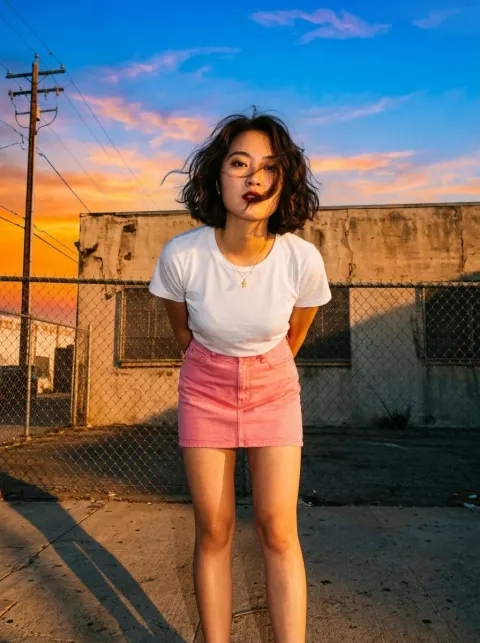 High-Angle Korean Street Style Portrait