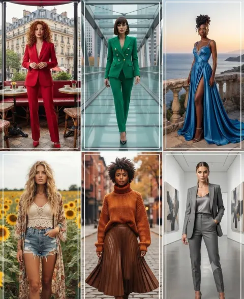 Diverse Fashion Styles Grid Collage