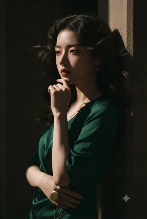 Emerald Silk Fashion Portrait