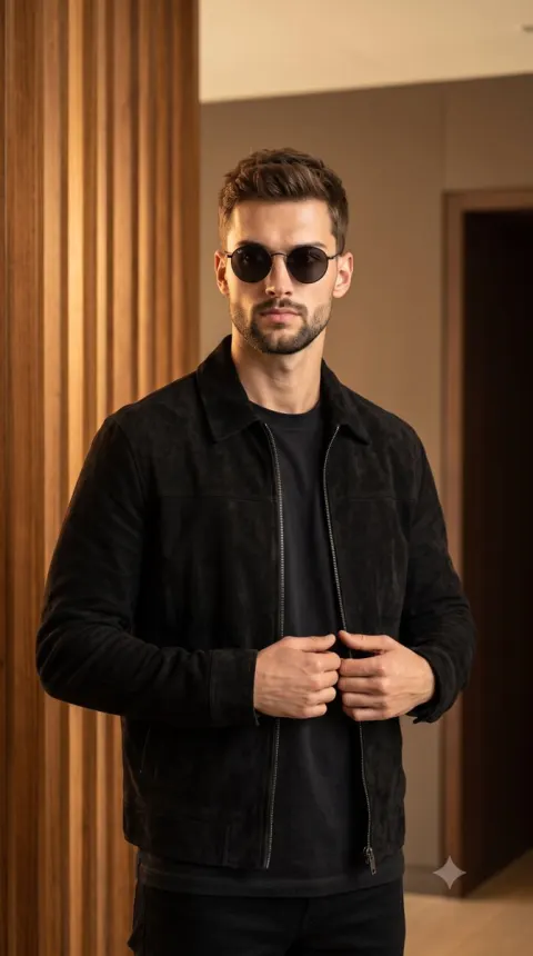 Luxury Menswear Suede Jacket Editorial