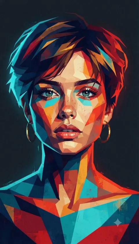 Geometric Cubist Portrait Illustration