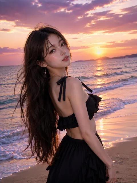 Beach Sunset Fashion Portrait