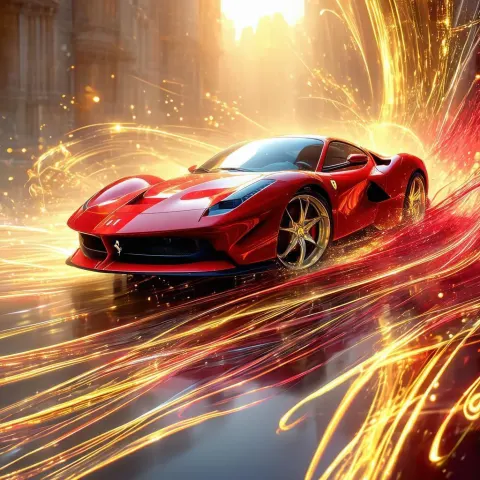 Volumetric Ferrari With Art Nouveau Motion Trails