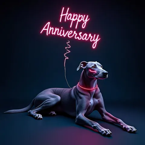 Cybernetic Anniversary Balloon Over Neon Greyhound