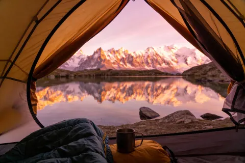 Tent View of Mountain Landscape