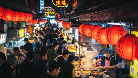 Vibrant Taipei Night Market Scene