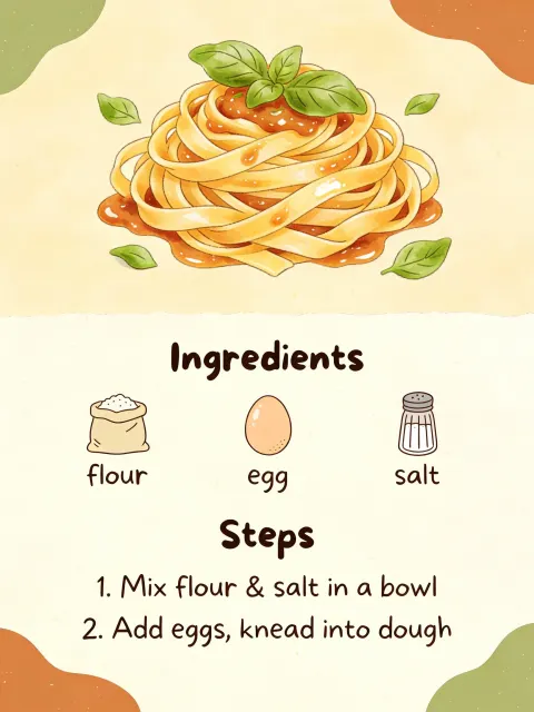 Illustrated Homemade Pasta Recipe Card