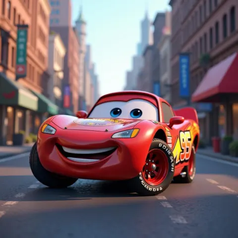 Friendly Car Weaving Through Bustling City Streets