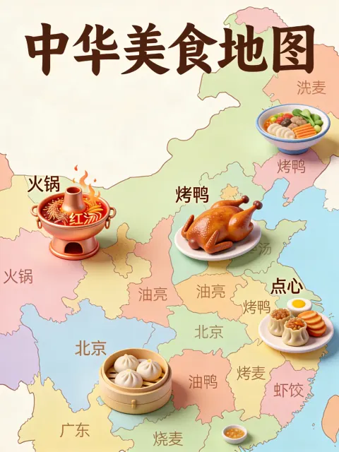 Chinese Food Map Infographic Poster