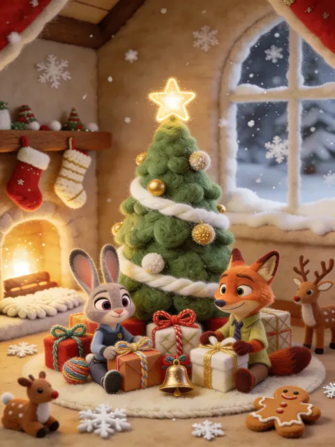Judy and Nick Felt Christmas Poster