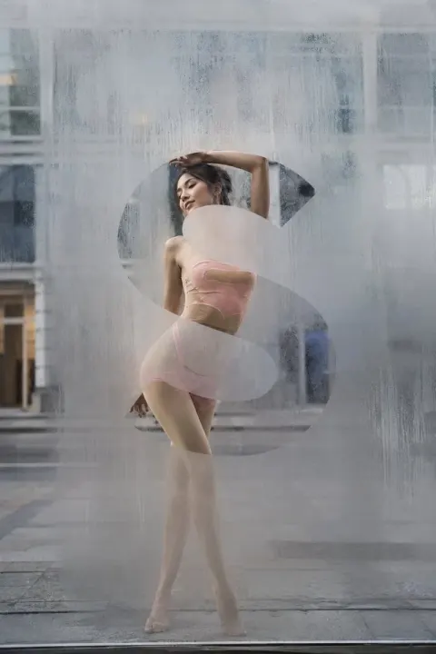 Please generate a 3:4 picture of the whole street with a vertical, overwritten, high-end fashion magazine.
