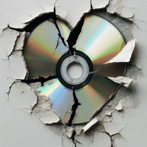 Broken CD With a Ripped Paper Heart