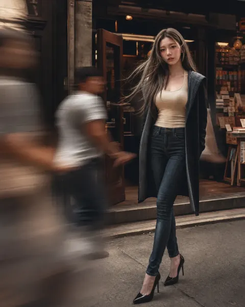 Theme set: Super-real film portrait, high-end fashion, 8K touch, painting magazine-style photography