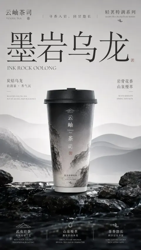 Please generate a vertical version of the Master Visual poster for the new Chinese tea brand at 9:16.