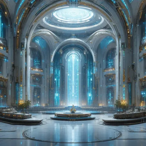 Sacred Cybernetic Chamber in Elegant Archviz Detail