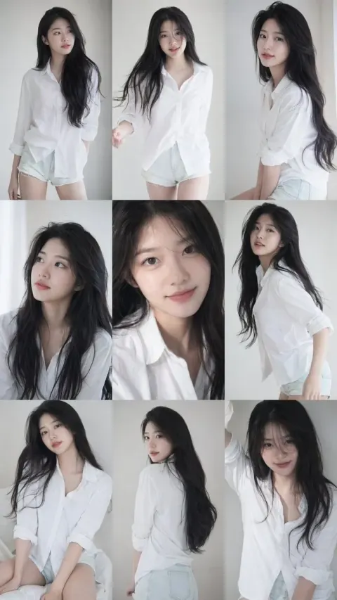 9:16 Vertical — a 3x3 Grid Collage (nine Images) Forming a Korean Idol Portrait