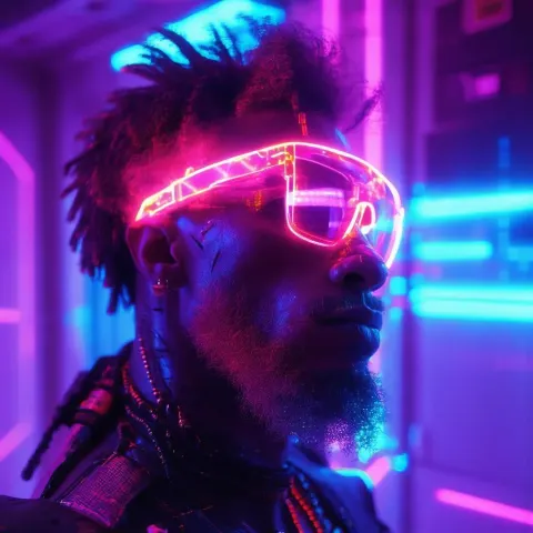 Prehistoric Man in Neon Tinted Sunglasses