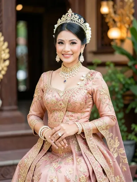 A Beautiful Minangkabau Woman in Traditional Bridal Costume