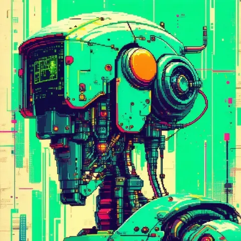 Diesel Punk Robot in Classic Pixel Portrait