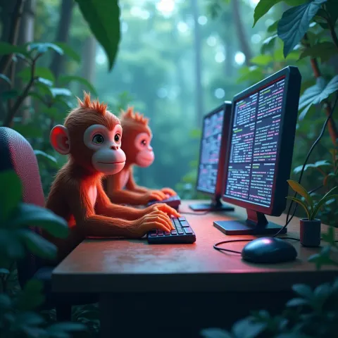Jungle Monkeys Programming Glowing Supercomputers