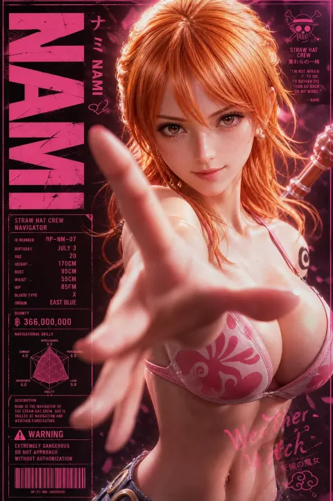 A vertical caratter poster featuring Nami