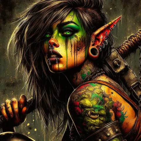Orc Woman in Action Pose Masterpiece