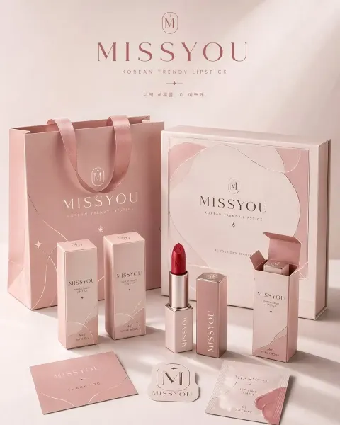 Please create a high aesthetic and highly completed "brand packaging system presentation" for brand name, cate