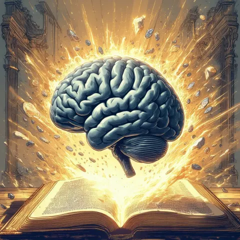A Tossed Brain in Vintage Book Engraving